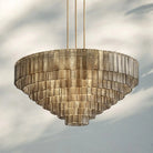 Sirena Smoke Round Chandelier 41" 52‘’ 65‘’-52''-Lacquered Brass-Smoke