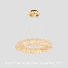 24-47 Inch Round Clear Geode Quartz Crystal Ring Pendant Light Modern Chandelier for Living Room