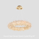 24-47 Inch Round Clear Geode Quartz Crystal Ring Pendant Light Modern Chandelier for Living Room