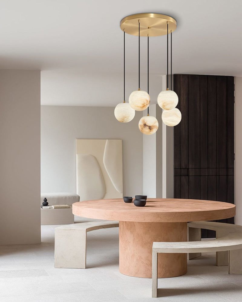 Small Alabaster Cluster Globes Ceiling Pendant Light For High Ceiling - 1-light-D10cm/D3.94"White + BrassBlushlighting