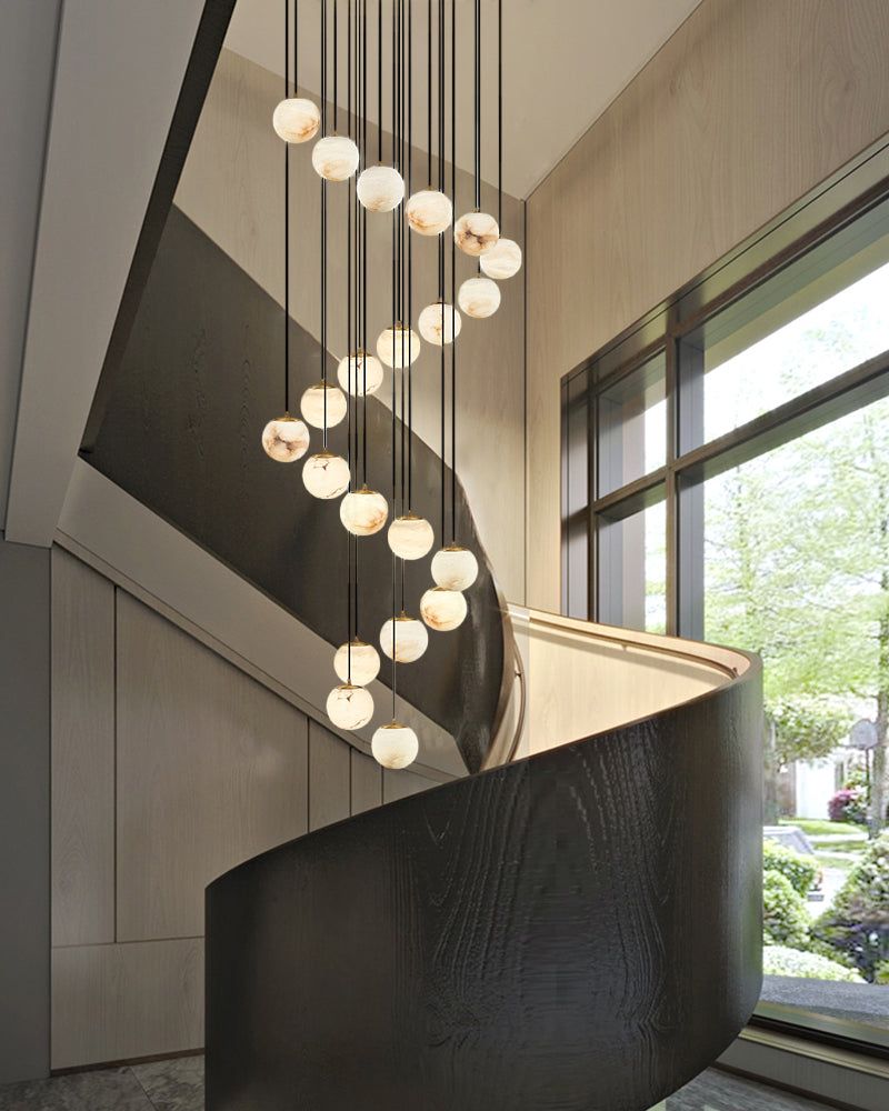 Small Alabaster Cluster Globes Ceiling Pendant Light For High Ceiling - 1-light-D10cm/D3.94"White + BrassBlushlighting