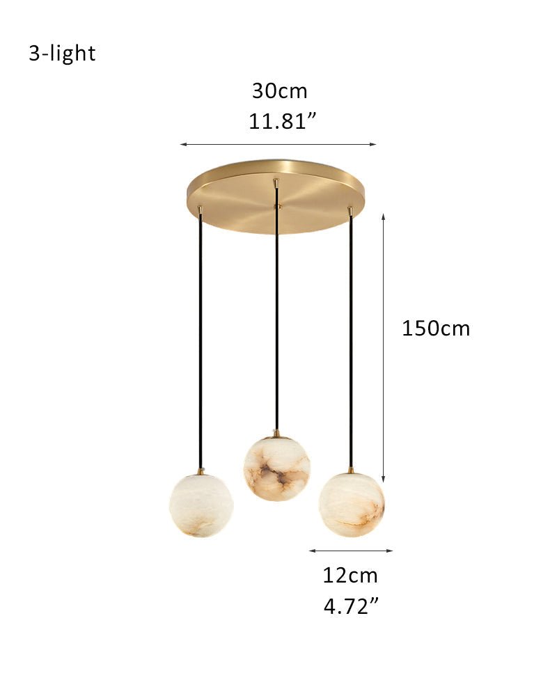 Small Alabaster Cluster Globes Ceiling Pendant Light For High Ceiling - 3-light-D12cm/D4.72"White + BrassBlushlighting