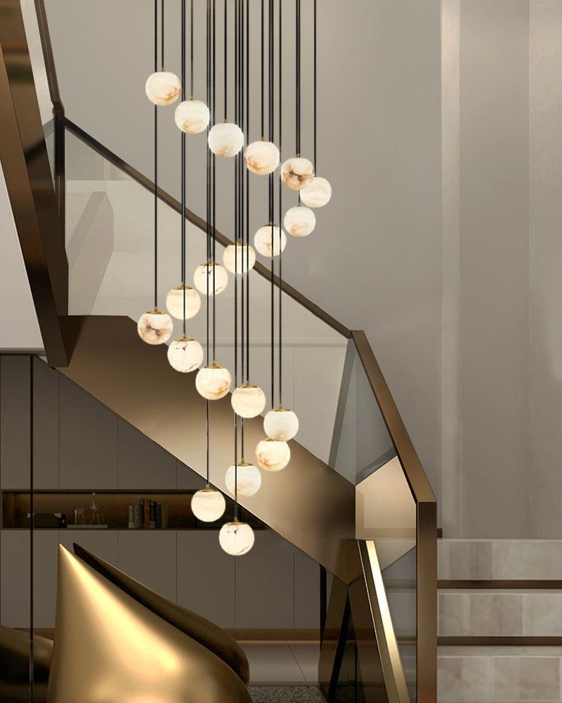 Small Alabaster Cluster Globes Ceiling Pendant Light For High Ceiling - 1-light-D10cm/D3.94"White + BrassBlushlighting