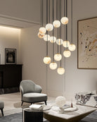 Small Alabaster Cluster Globes Ceiling Pendant Light For High Ceiling - 1-light-D10cm/D3.94"White + BrassBlushlighting