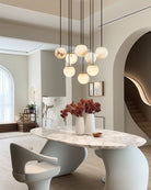 Small Alabaster Cluster Globes Ceiling Pendant Light For High Ceiling - 1-light-D10cm/D3.94"White + BrassBlushlighting