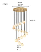 Small Alabaster Cluster Globes Ceiling Pendant Light For High Ceiling - 16-light-D12cm/D4.72"White + BrassBlushlighting