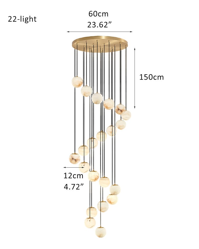 Small Alabaster Cluster Globes Ceiling Pendant Light For High Ceiling - 22-light-D12cm/D4.72"White + BrassBlushlighting