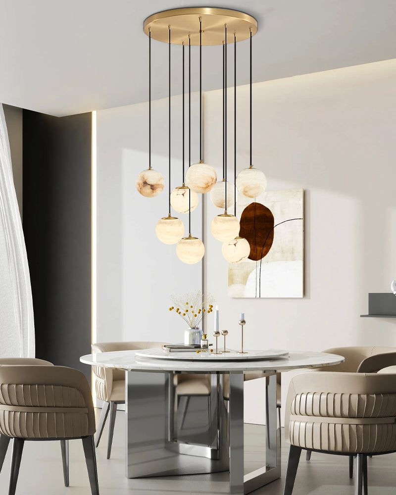 Small Alabaster Cluster Globes Ceiling Pendant Light For High Ceiling - 1-light-D10cm/D3.94"White + BrassBlushlighting