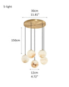 Small Alabaster Cluster Globes Ceiling Pendant Light For High Ceiling - 5-light-D12cm/D4.72"White + BrassBlushlighting