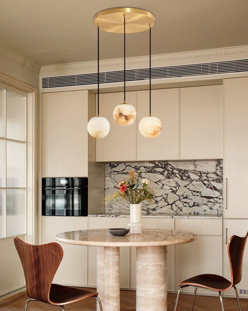 Small Alabaster Cluster Globes Ceiling Pendant Light For High Ceiling - 1-light-D10cm/D3.94"White + BrassBlushlighting