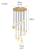Small Alabaster Cluster Globes Ceiling Pendant Light For High Ceiling - 15-light-D12cm/D4.72"White + BrassBlushlighting