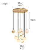 Small Alabaster Cluster Globes Ceiling Pendant Light For High Ceiling - 10-light-D12cm/D4.72"White + BrassBlushlighting