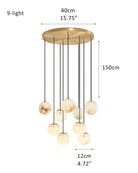 Small Alabaster Cluster Globes Ceiling Pendant Light For High Ceiling - 9-light-D12cm/D4.72"White + BrassBlushlighting