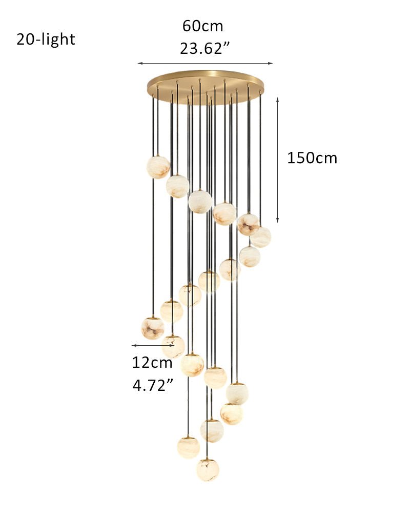 Small Alabaster Cluster Globes Ceiling Pendant Light For High Ceiling - 20-light-D12cm/D4.72"White + BrassBlushlighting