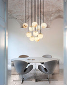 Small Alabaster Cluster Globes Ceiling Pendant Light For High Ceiling - 1-light-D10cm/D3.94"White + BrassBlushlighting