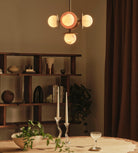 Snowflake Alabaster Orb Chandelier - ∅ 15″ x H 59″Bronze & WhiteBlushlighting
