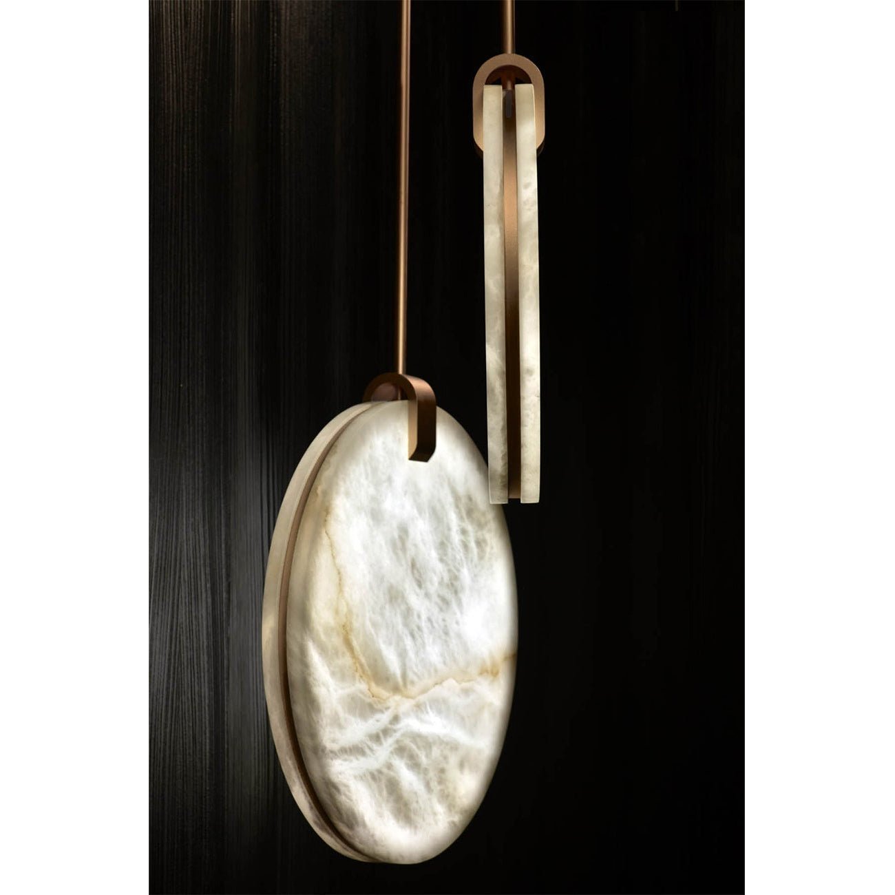 Soho Real Alabaster Disc Pendant Light, Pendant Lamp For Hallway, Staircase - D25.2''Blushlighting
