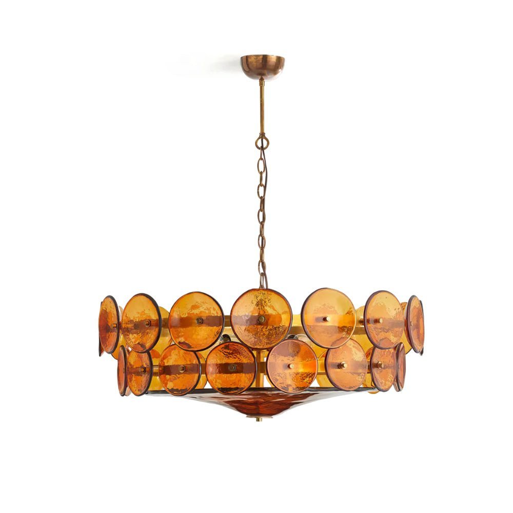 Solaris Disc Murano Chandelier - ∅ 23.6″ x H 11.0″Amber & GoldBlushlighting