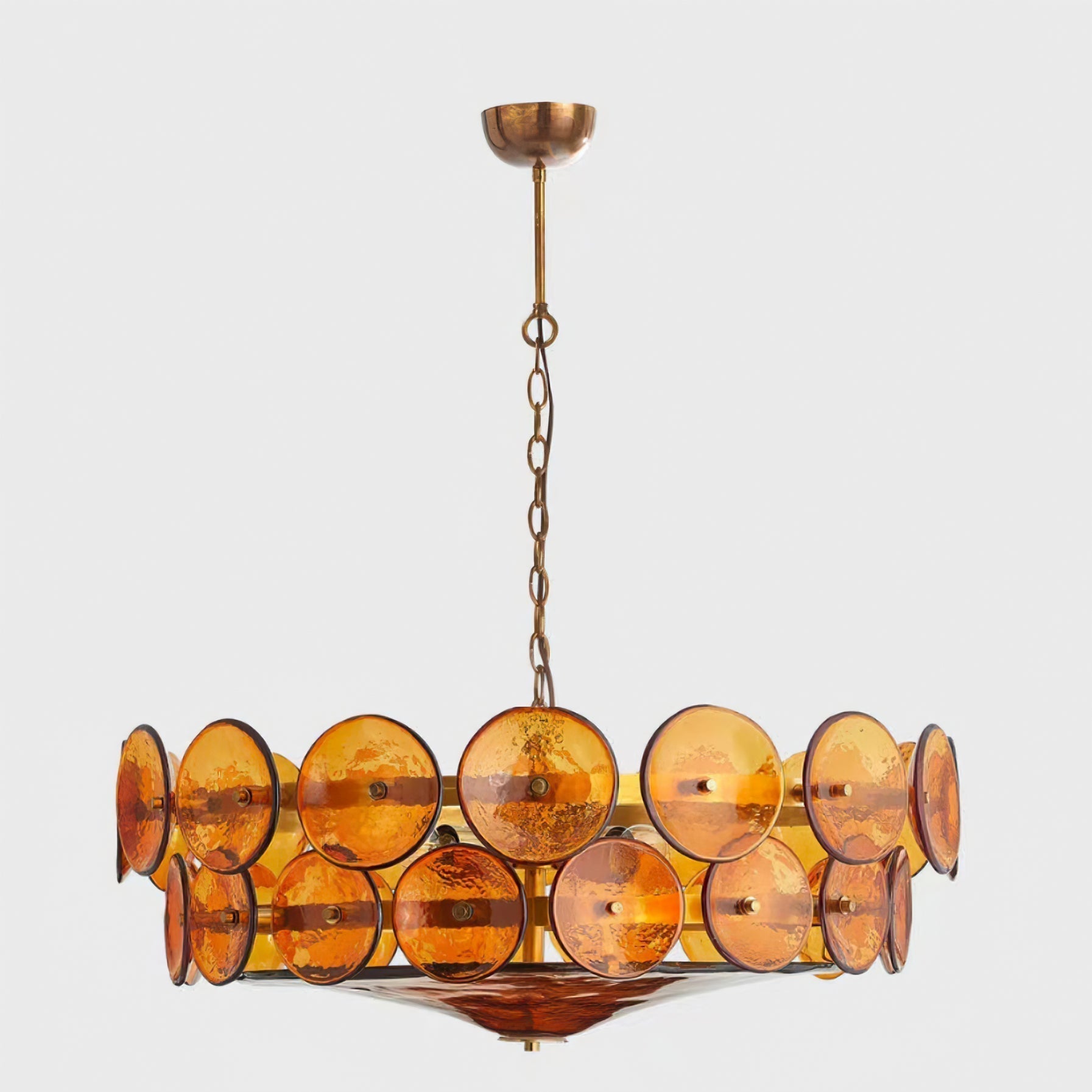Solaris Disc Murano Chandelier - ∅ 39.4″ x H 14.2″Green & GoldBlushlighting