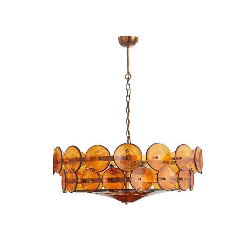 Solaris Disc Murano Chandelier - ∅ 23.6″ x H 11.0″Amber & GoldBlushlighting