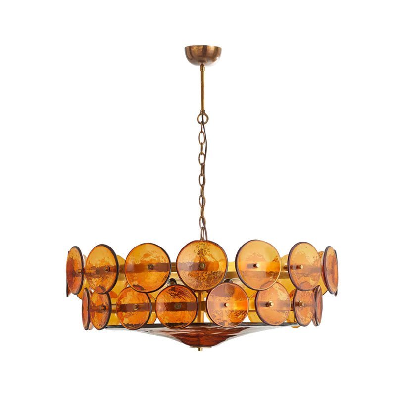 Solaris Disc Murano Chandelier - ∅ 31.5″ x H 11.0″Amber & GoldBlushlighting