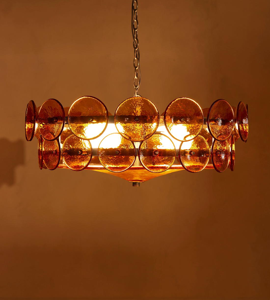 Solaris Disc Murano Chandelier - ∅ 39.4″ x H 14.2″Amber & GoldBlushlighting