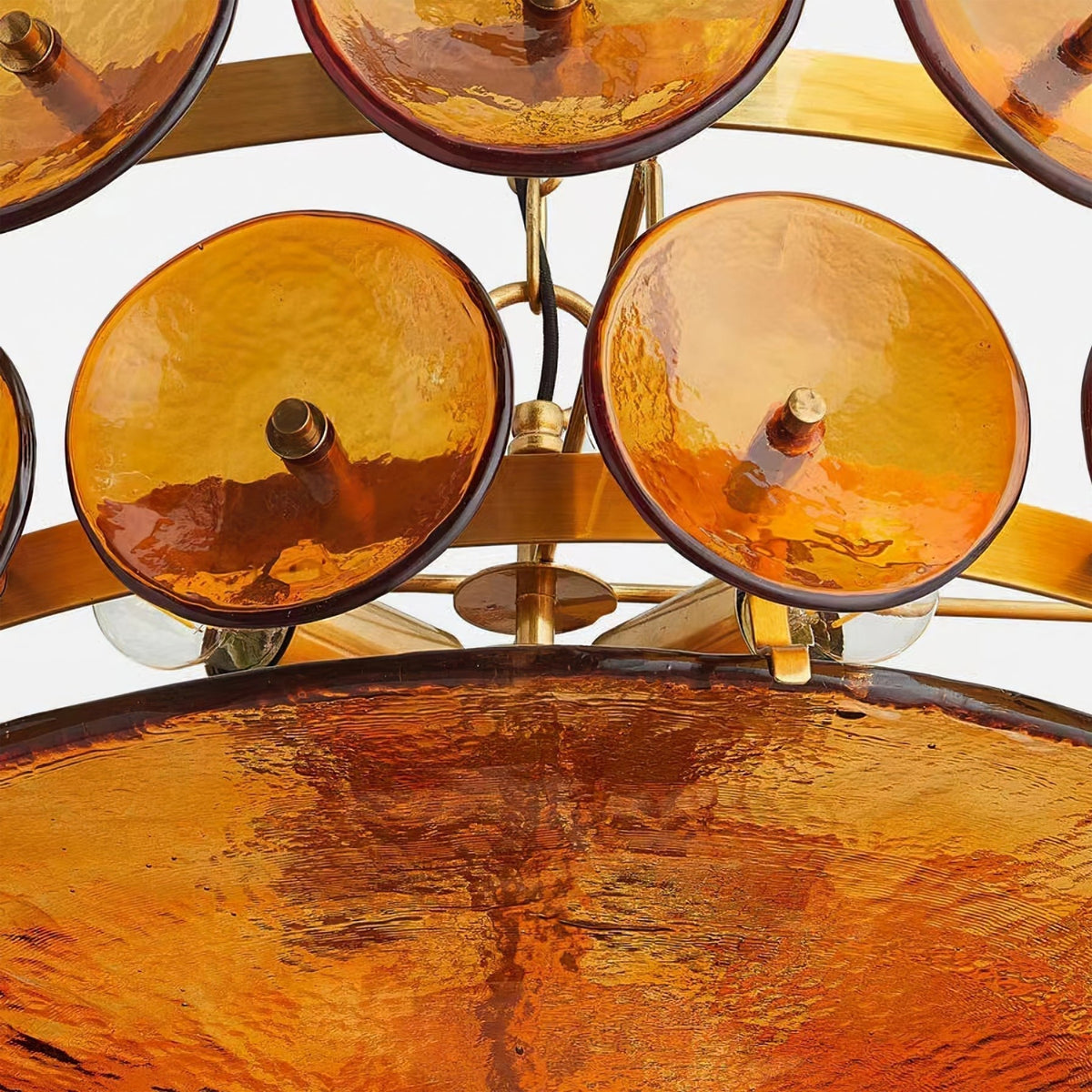 Solaris Disc Murano Chandelier - ∅ 39.4″ x H 14.2″Amber & GoldBlushlighting