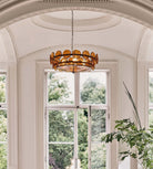 Solaris Disc Murano Chandelier - ∅ 39.4″ x H 14.2″Green & GoldBlushlighting