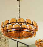 Solaris Disc Murano Chandelier - ∅ 39.4″ x H 14.2″Green & GoldBlushlighting