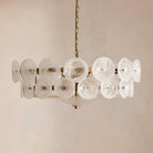 Solaris Disc Murano Chandelier - ∅ 39.4″ x H 14.2″White & GoldBlushlighting