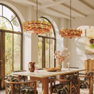 Solaris Disc Murano Chandelier - ∅ 39.4″ x H 14.2″White & GoldBlushlighting