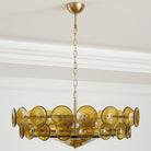 Solaris Disc Murano Chandelier - ∅ 39.4″ x H 14.2″Green & GoldBlushlighting