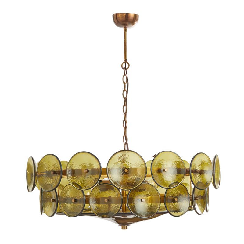 Solaris Disc Murano Chandelier - ∅ 39.4″ x H 14.2″Green & GoldBlushlighting