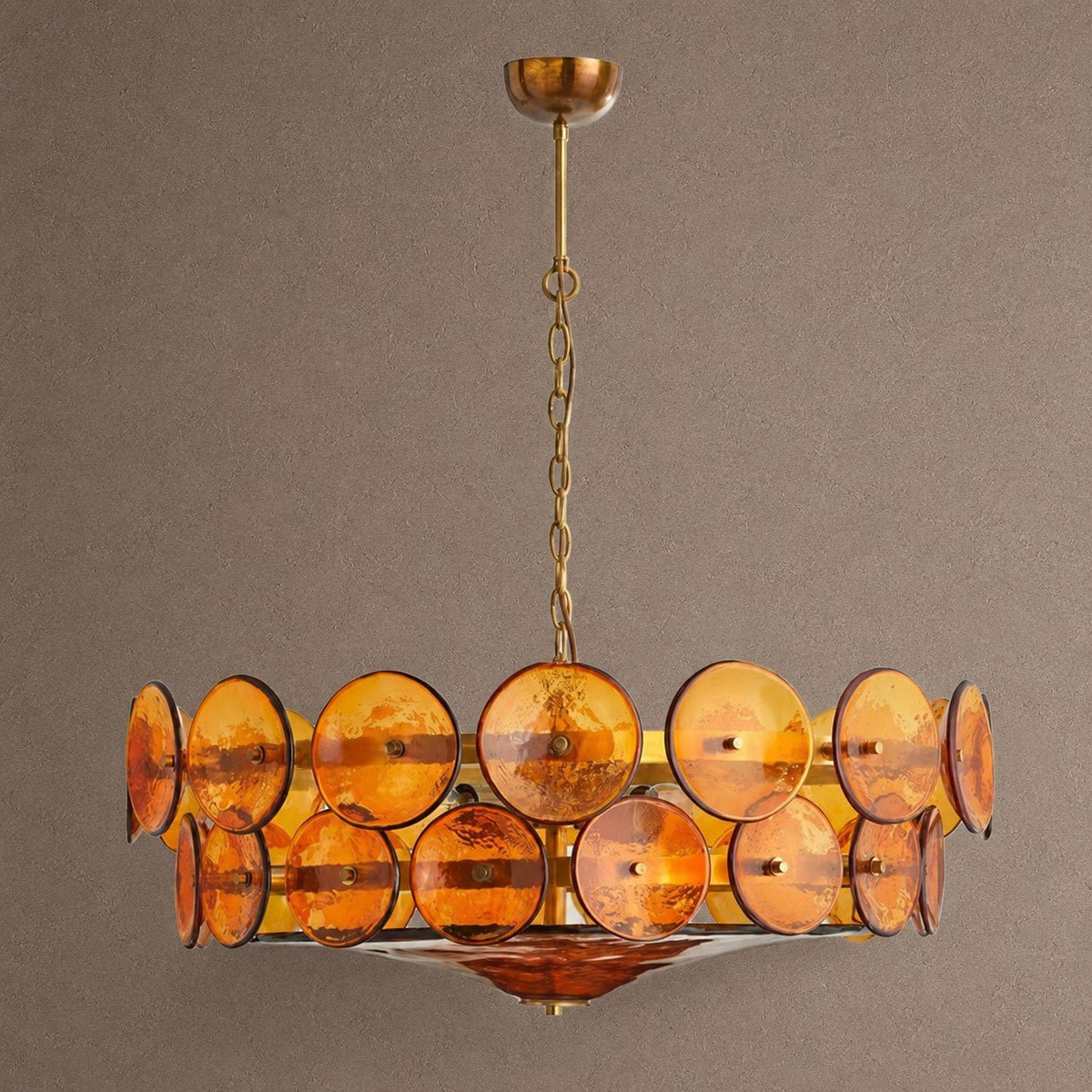 Solaris Round Chandelier - ∅ 31.5″ x H 11.0″Amber & GoldBlushlighting