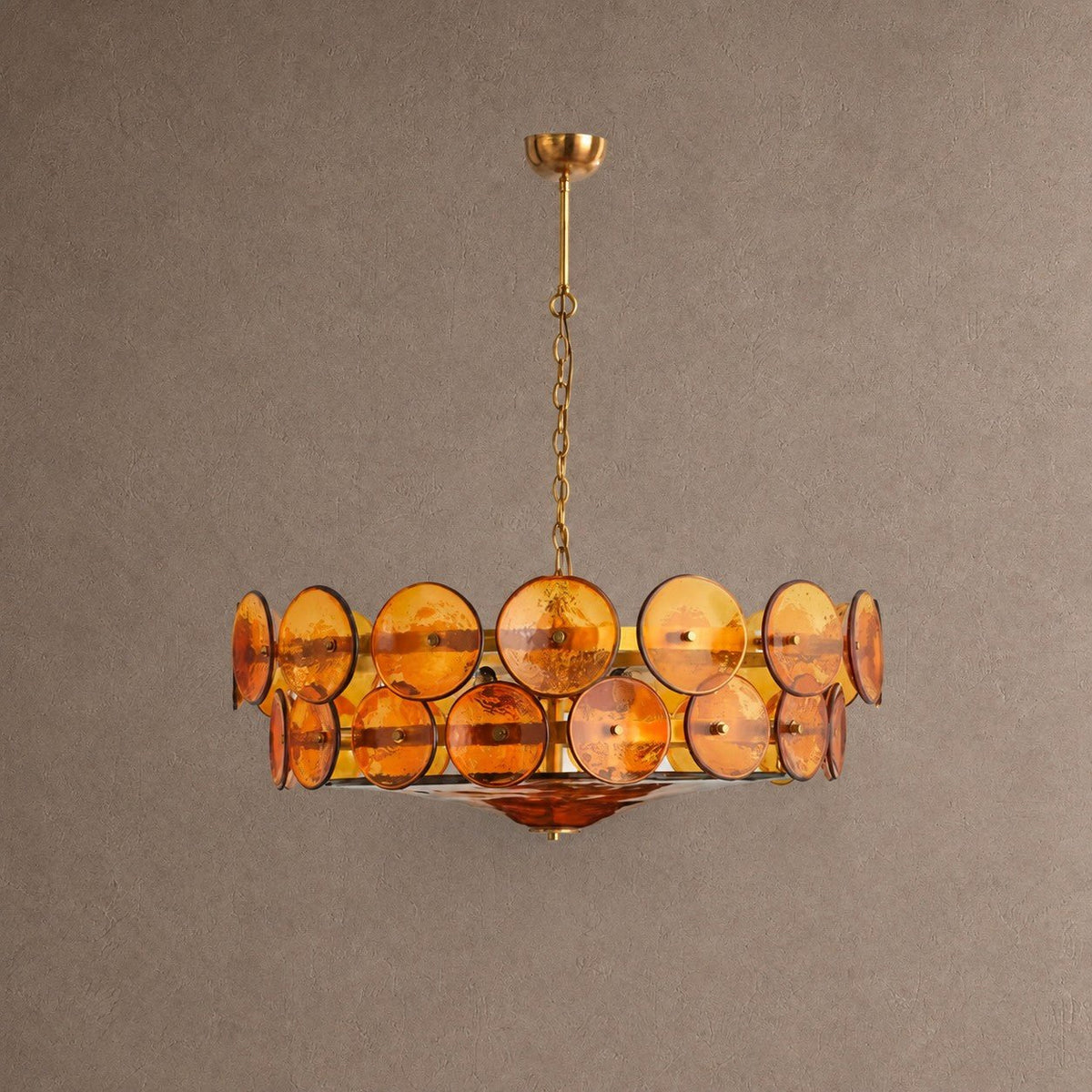 Solaris Round Chandelier - ∅ 39.4″ x H 14.2″Amber & GoldBlushlighting
