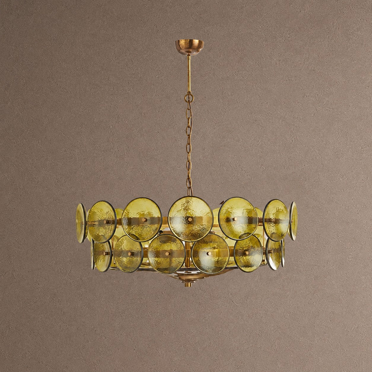 Solaris Round Chandelier - ∅ 23.6″ x H 11.0″Green & GoldBlushlighting