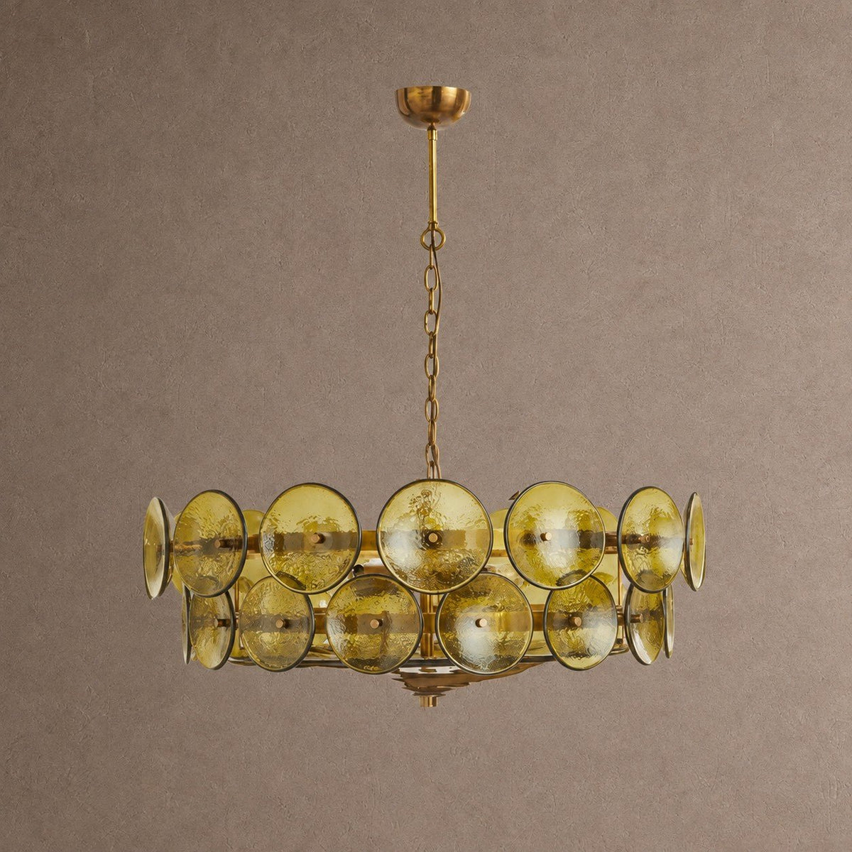 Solaris Round Chandelier - ∅ 31.5″ x H 11.0″Green & GoldBlushlighting