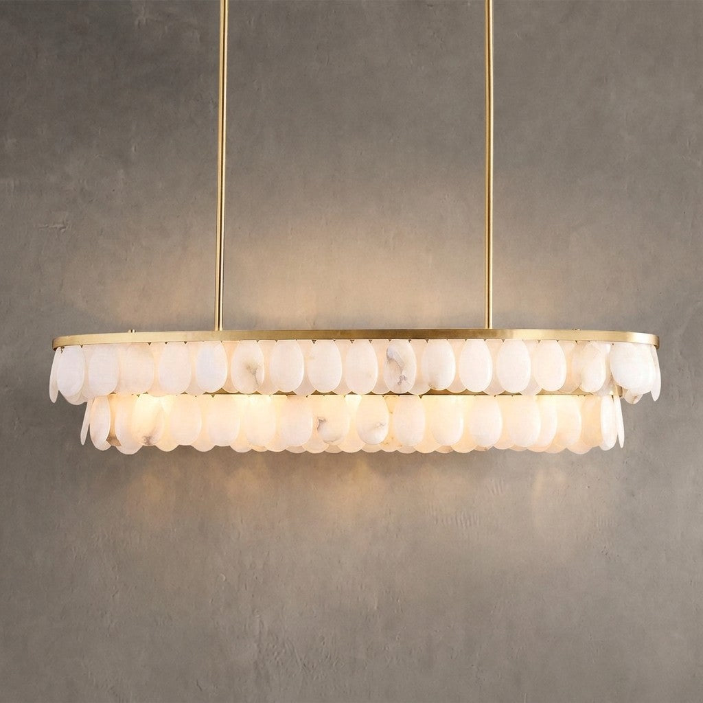 Solene Alabaster Linear Chandelier 45"