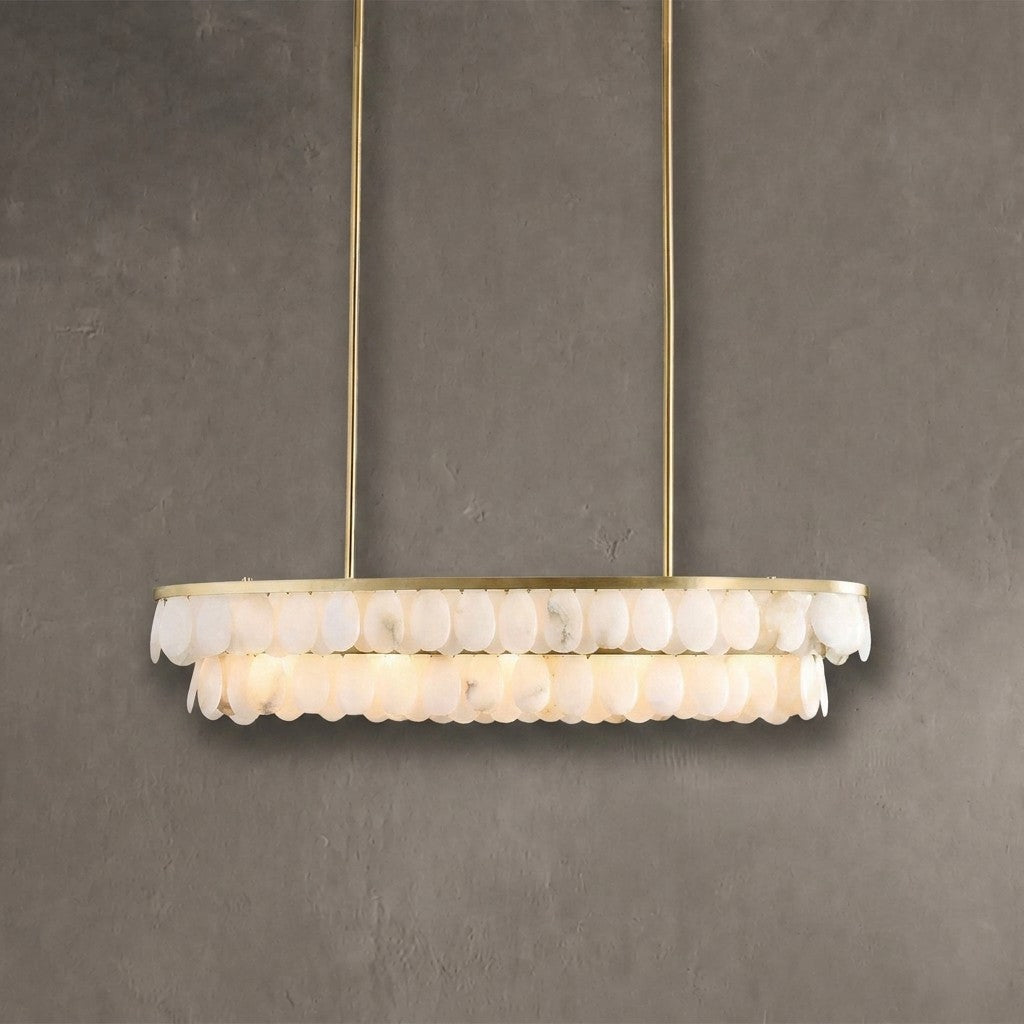 Solene Alabaster Linear Chandelier 45"