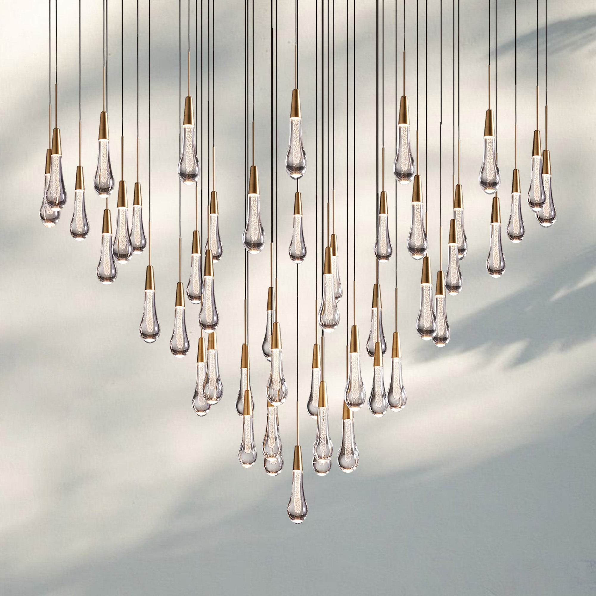 Solitaire Round Chandelier 17" 24" 36“ 58“-47-Light 58‘’-Brass-