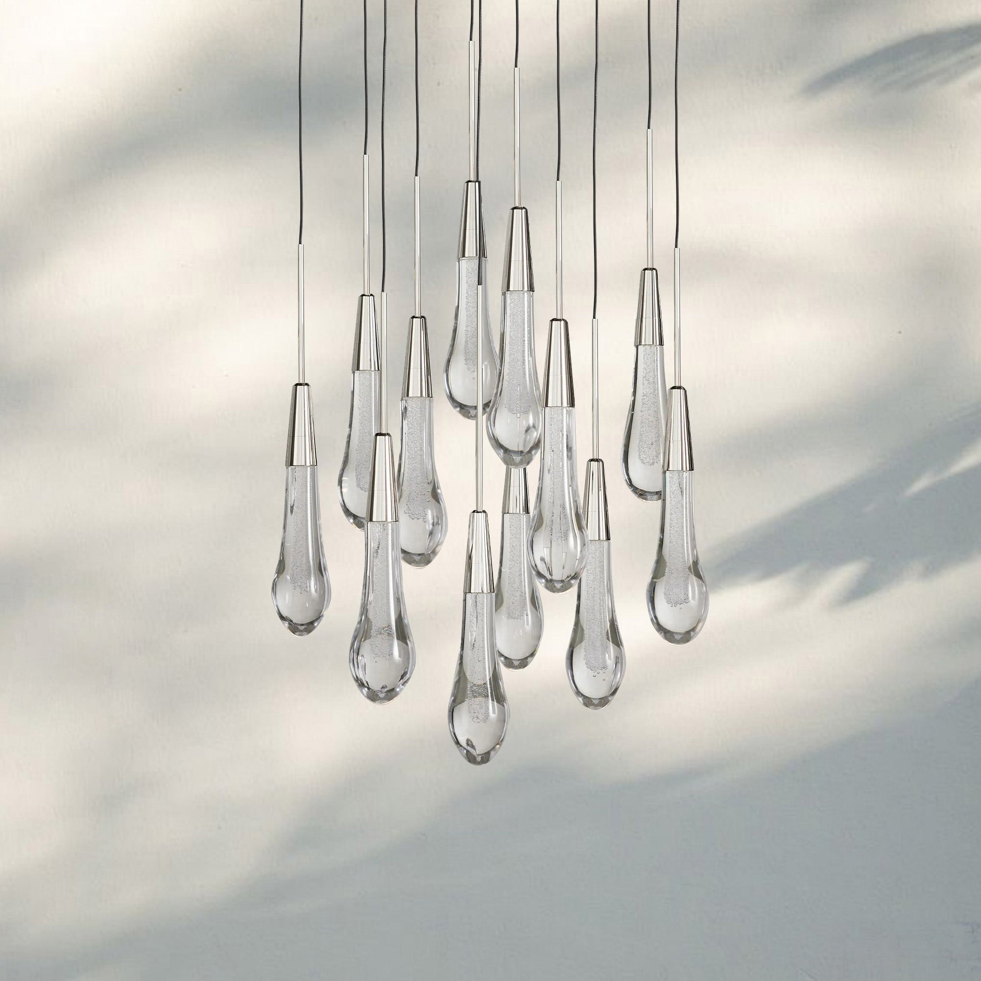 Solitaire Round Chandelier 17" 24" 36“ 58“-12-Light 17‘’-Nickel-