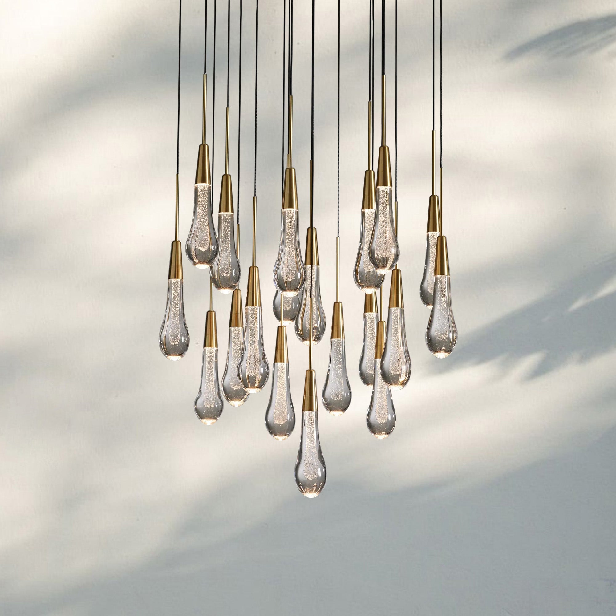 Solitaire Round Chandelier 17" 24" 36“ 58“-19-Light 24‘’-Brass-
