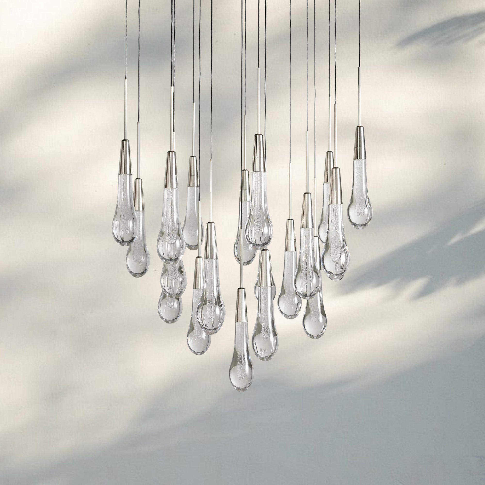 Solitaire Round Chandelier 17" 24" 36“ 58“-19-Light 24‘’-Nickel-