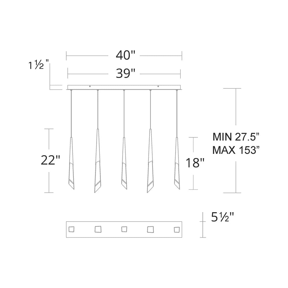 Solitude Linear LED Multi Pendant Light - 23 - LightAged BrassBlushlighting