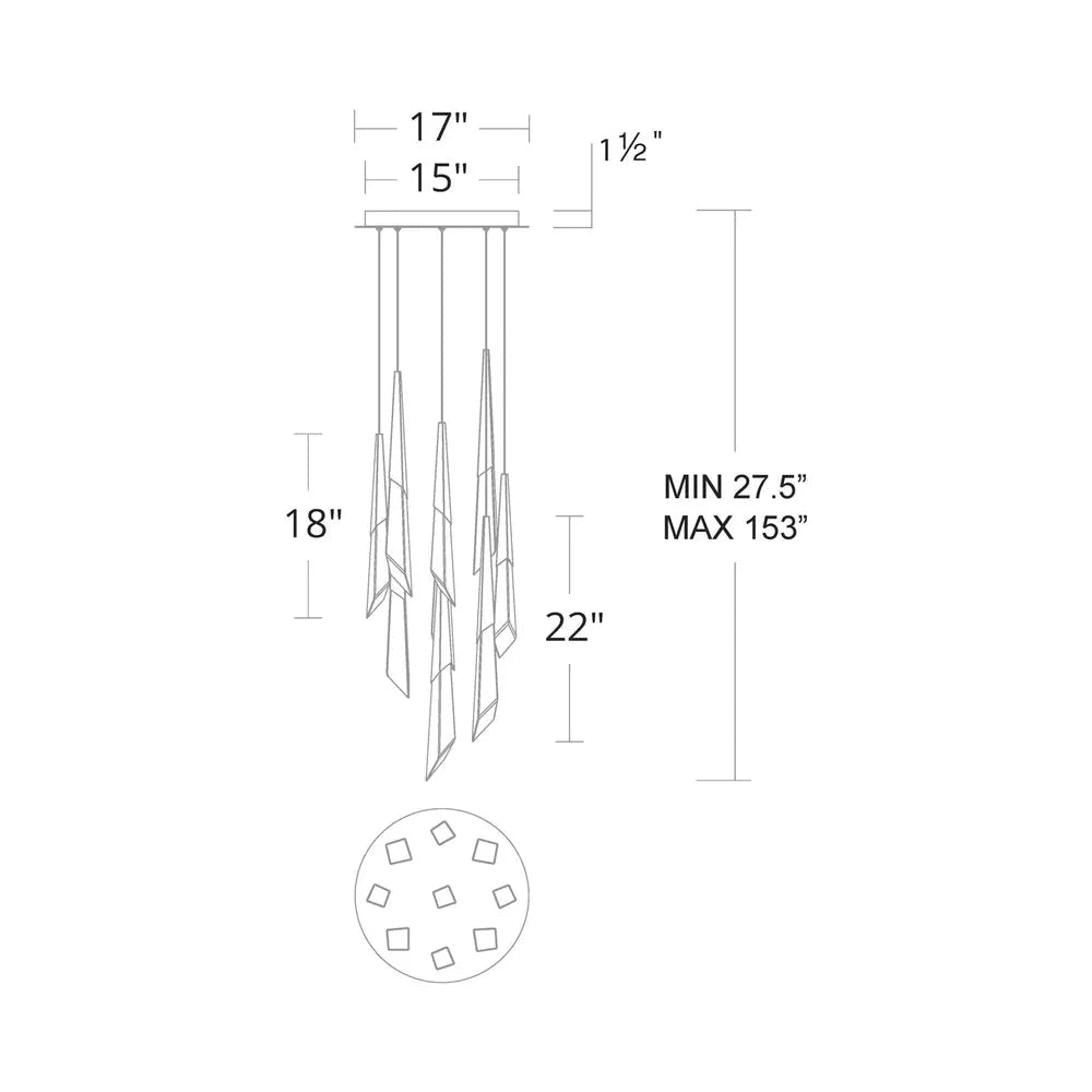 Solitude Round LED Multi Chandelier - 15 - LightBronzeBlushlighting