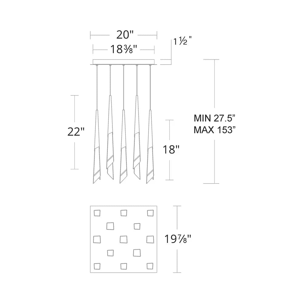 Solitude Square LED Multi Pendant Light - 41 - LightAntique NickelBlushlighting
