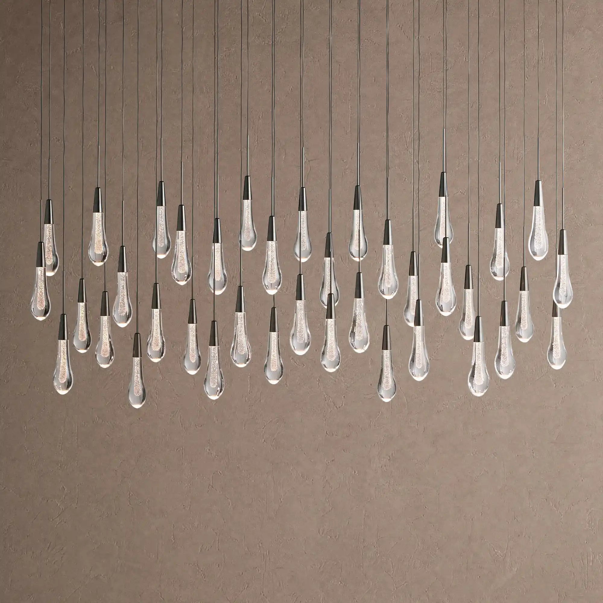 Soltaire Linear Chandelier - Raindrop Pendant Lighting - 60" 38-LightBlackBlushlighting