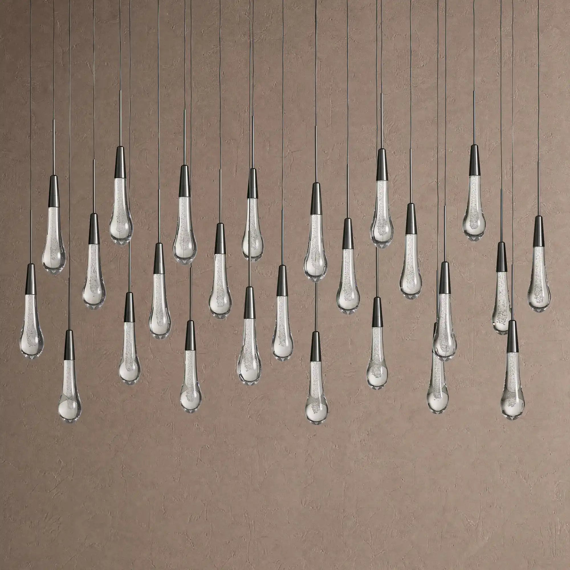 Soltaire Linear Chandelier - Raindrop Pendant Lighting - 50‘’ 25-LightBlackBlushlighting