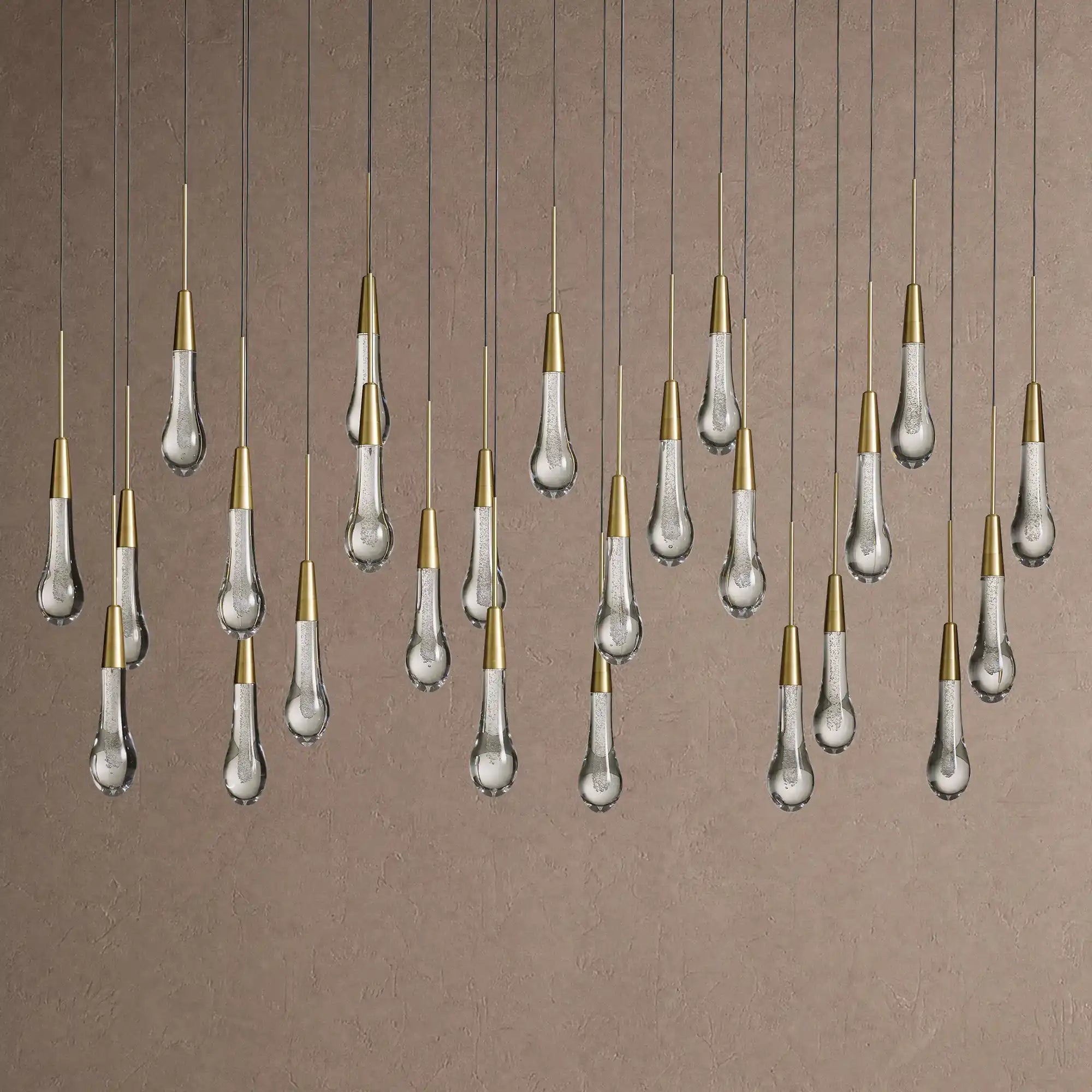 Soltaire Linear Chandelier - Raindrop Pendant Lighting - 50‘’ 25-LightBrassBlushlighting