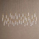 Soltaire Linear Chandelier - Raindrop Pendant Lighting - 60" 38-LightBrassBlushlighting